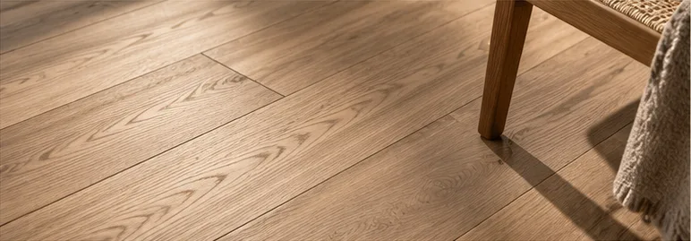 Engineered timber flooring beside a wooden chair