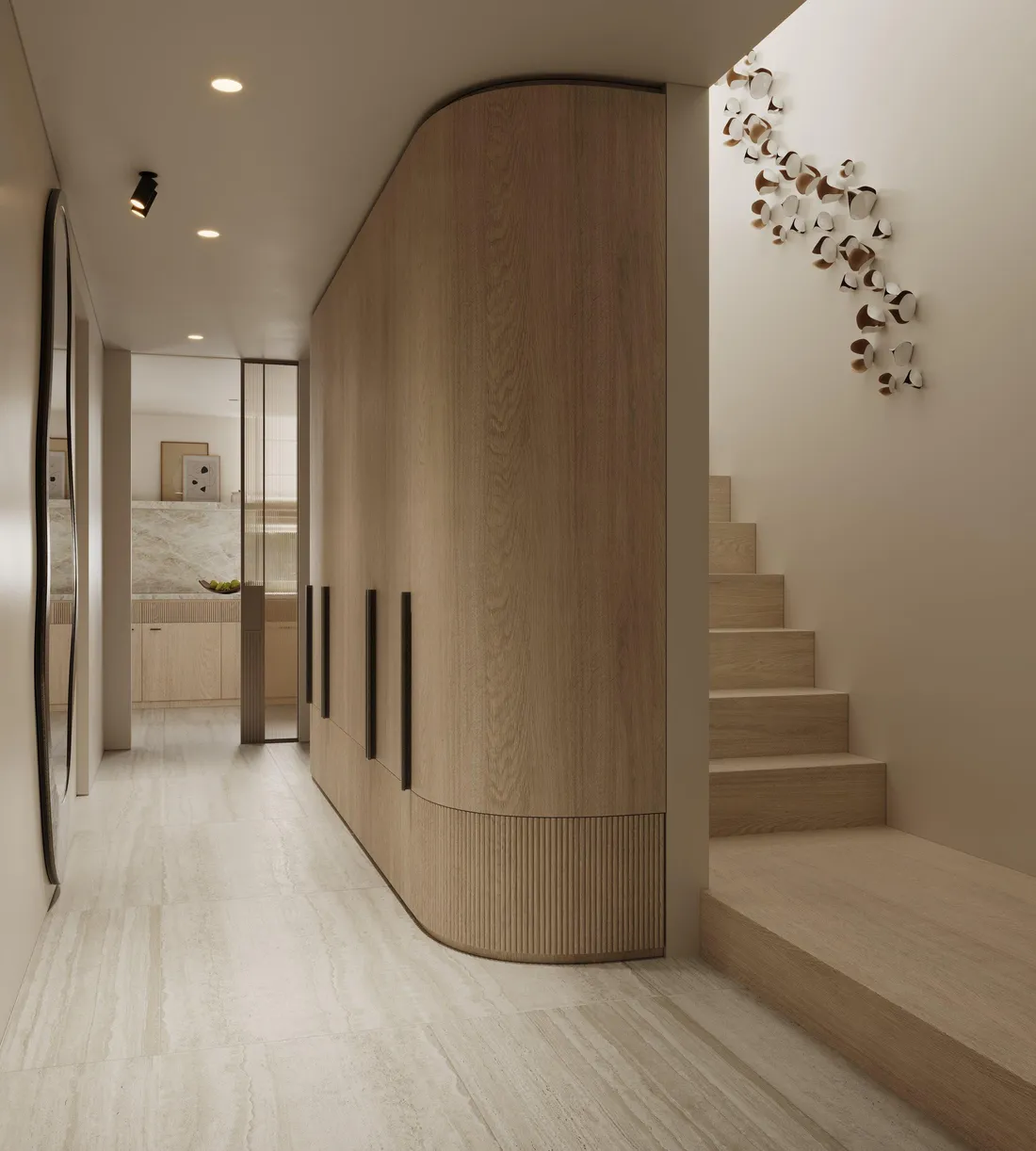 Fitted timber joinery in hallway interior