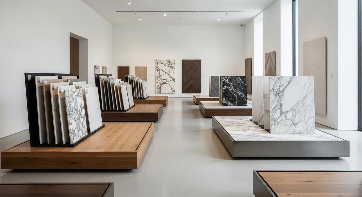 Material showroom with stone and timber samples