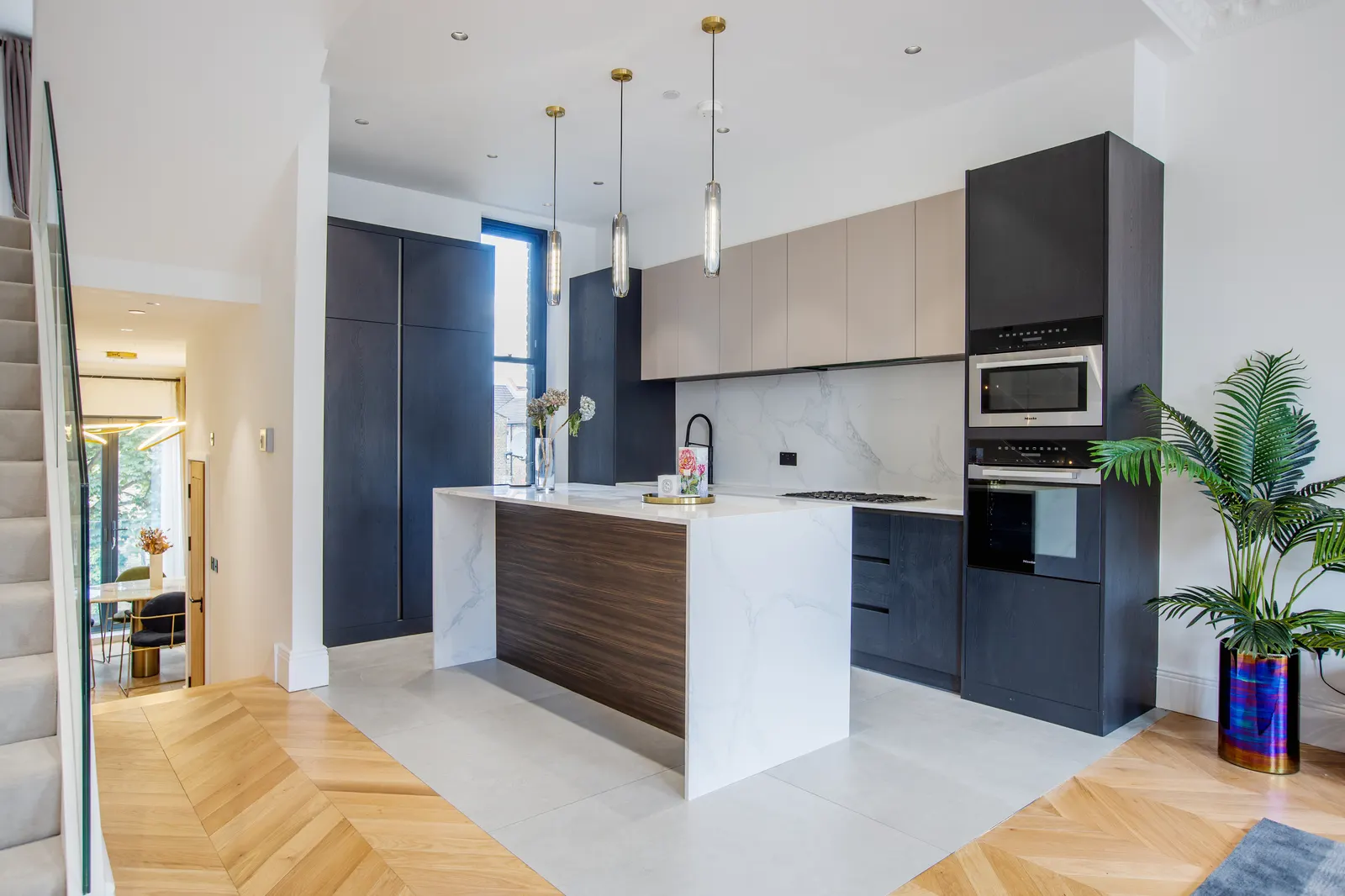 Kitchen gallery with tall units