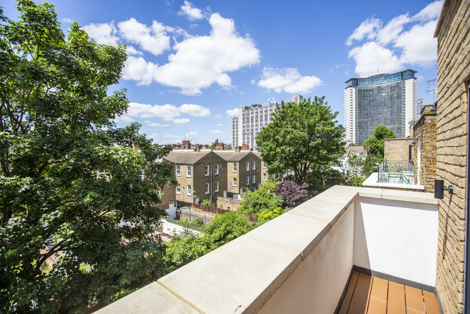 Roof terrace with tree canopy view
