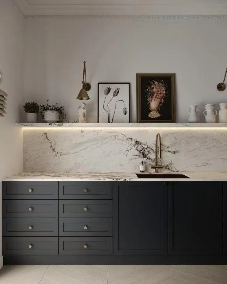 Bathroom vanity with marble worktop